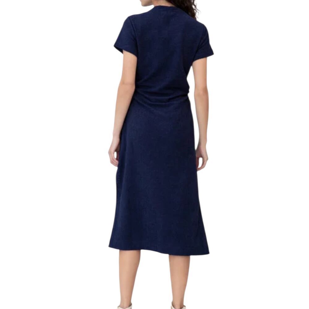 Women's Tayna Taylor Navy Blue Short Sleeve Aurora Terry Dress Elevated Beach M - Picture 3 of 16
